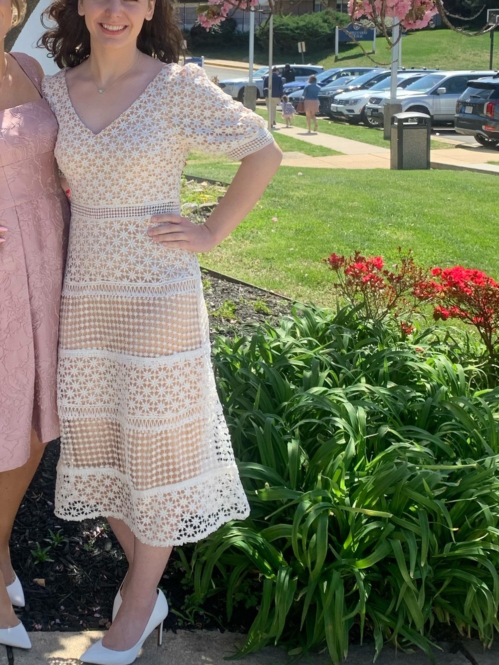 Lulu's Cream Lace Midi Dress